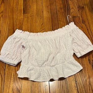 Express White Crochet Detail Top